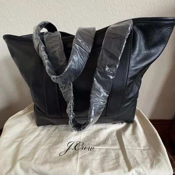 J. Crew Black Leather Tote Bag - Picture 2 of 10